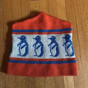 Vtg 70s Aris Ski Hats 100% Wool Orange & Blue Penguin Hat